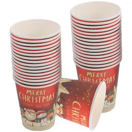 Disposable Cups Straws 32 Pcs Party Arrangement Banquet Coffe Mug Xmas Paper Christmas Theme Tableware