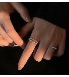 Cluster Rings Sparkling Chain Full Of Stars 925 Sterling Silver Index Finger Design Niche Personality Fashion Light Luxury Ring