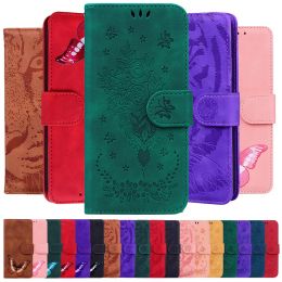 Butterfly Rose Tiger Embossing Flip Leather Case For Moto G7 G8 G9 Play Plus Power Lite Card Wallet Phone Book Housing Stand
