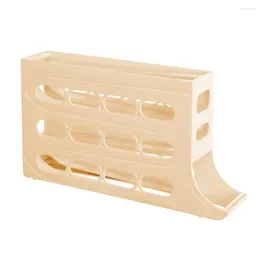 Storage Bottles Egg Carton With Railing Protection 4-layer Rolling Rack Capacity Fridge Box Four For Space-saving Diner