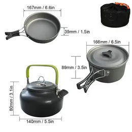 Cookware Sets Portable Outdoor Camping Set Non-Stick Travel Pan Teapot Pot Hiking Picnic Tableware With Stove For 1-2 Person