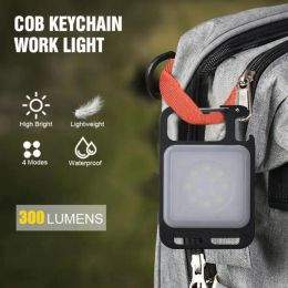 Portable Flashlight Mini Work Light Rechargeable Multifunctional LED Keychain Pocket Flashlight Outdoor Opener Emergency Light
