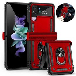 Cell Phone Cases For Samsung Galaxy Z Flip 3 Case Magnetic Car Ring Shockproof Armour Stand Holder for 4 5G Flip4 Cover yq240330