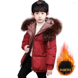 Down Coat Boys Parka Fur Hoodies Jacket Coats Solid Colour Childrens' Thick Warm Kids Winter Clothing