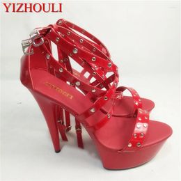 Dance Shoes 15cm Black Wedding Sandals 8 Inches High Heels Open-toed Platform Of Fashionable Women Pump Sexy