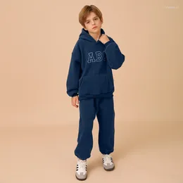 Clothing Sets Boys Sweatshirts Pants Kids Suits 2PCS/Set Cotton 2024 Brown Spring Autumn Jogging Suit Teenagers Children