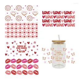 Window Stickers UV DTF Sticker Love Theme For The 16oz Libbey Glasses Wraps Cup Can DIY Waterproof Easy To Use Custom Decals D6058