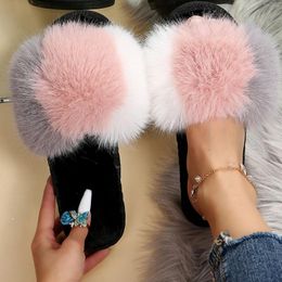 Slippers H Toe Slip On Women Open Furry Colour Home Matching Warm Flat Non Keep Shoes For Dogs