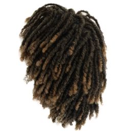 GNIMEGIL Synthetic Short Braided Wig for Men Afro Bob Ombre Brown Crochet Twist Hair Dreadlocks Wig Natural Dreads Wig Man Rasta