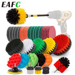 37/11/5PCSDrill Brush Multipurpose Cleaning Washer Brush Scrub Pad and Sponge Abrasive Power Scrub Brush with Long Attachment