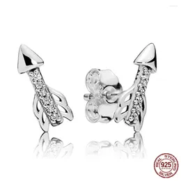 Stud Earrings Real 925 Sterling Silver Fashion Sweet Arrow Charm For Women Wedding Party S925 Jewellery Gift