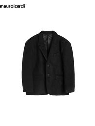 Маурокарди весенняя осень негабаритная повседневные стильные черные шерстяные пиджаки для мужчин на плече