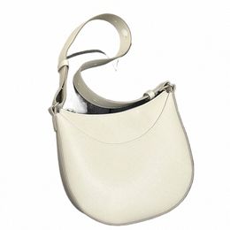 retro Saddle handbags New wide shoulder strap semi-circle bag Large capacity single shoulder crossbody bag pu leather tote white U02J#