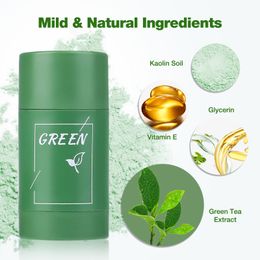 Green Tea Mask Stick Blackhead Remover Clay Face Mask Oil Control Acne Remover Pore Cleansing Purifying Detoxifying Skin Care