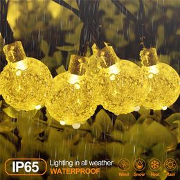 Crystal Ball Solar Light Outdoor IP65 Waterproof String Fairy Lamps Garlands For Garden Christmas Yard Home Party Wedding Decor