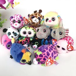 10 cm Teeny Ty Beanie Big Eyes Phone Bildschirm Wischen Sie Mini Plüschspielzeug Dinosaurier Papagei Leopard Owl Hunde Katze Giraffe Sloth Kid Geschenke