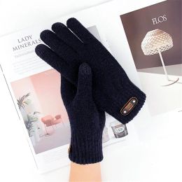 1Pc Winter Autumn Men Knitted Gloves Touch Screen High Quality Wool Solid Colour Gloves Driving Gloves Full Finger Mittens