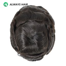 Alwayshair - Invisible Super Thin Skin Men Toupee 0.04-0.05 mm Front V-looped Indianl Human Hair System Wholesale for Men