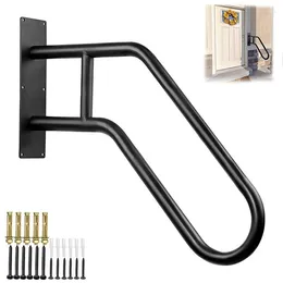 Carpets 1 Piece Secure Pipe Stair Handrails Black Fit For Wall Mount Stairs Indoors And Outdoor