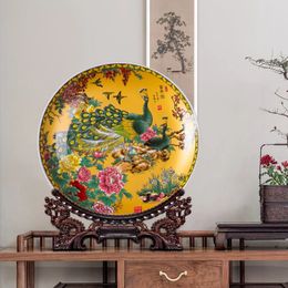 20CM Chinese Style Ceramic Decorative Plate Arrangement Wobble Living Room Entrance Ornaments Home Wedding Decorations 240325