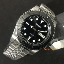 Wristwatches 40mm Watch NH36A Sapphire Crystal Date Week Luminous Sterile Black Dial Bezel Stainless Steel Automatic Men's