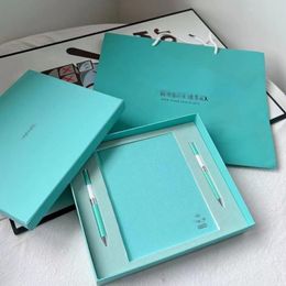 Brand Notepads Blue Hard Copybook Notepad and Pens Gift Box Set