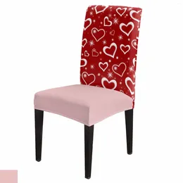 Chair Covers Valentine'S Day Red Heart Cover Set Kitchen Stretch Spandex Seat Slipcover Home Decor Dining Room