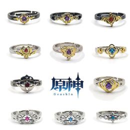 Genshin Impact Ring del cosplay Zhongi Tartaglia xiao venti albedo Anelli di dito regolabili per donne Gioielli da uomo