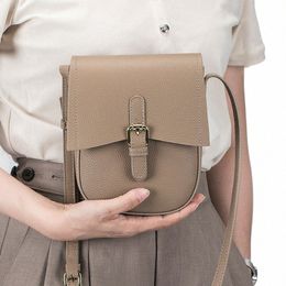 high-quality Soft Genuine Leather Mobile Phe Bag New Mini Cross-Body Bag Creative Saddle Top Layer Cowhide Shoulder Bag Women z9o6#