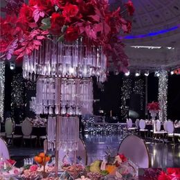 Other Event Party Supplies 80Cm To 120Cm Tallgold/Sliver / Clear Acrylic Crystal Pillar Stand Table Centrepiece Flower Centrepieces Pe Dhmfw