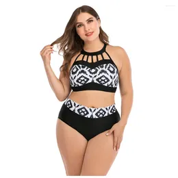 Women's Swimwear In Plus Size Swimsuit For Women Bandage Printing Padded Bra Bikini Split Body Beachwear Bikinis Sets Teens 2024