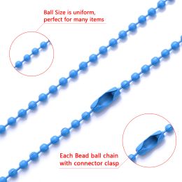 20-80Pcs 2/2.4mm Colourful Ball Bead Chains Fits Key Chain/Dolls/Label Tag Connector For DIY Bracelet Jewellery Making Accessorise