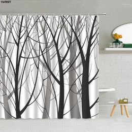 Shower Curtains Tree Curtain Forest Abstract Watercolor Country Outdoor Theme Farmhouse Branch Fabric Bathroom Polyester