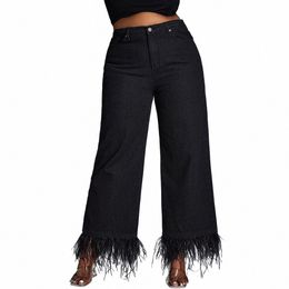 Plus Size Daily Jean Preto Cintura Alta Perna Reta Pena Jeans S9ci #