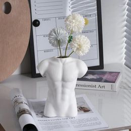 Vases Home Decoration Crafts Creative Muscular Man Vase Modern Interior Decor Tabletop Ornaments Aesthetic Flowerpot For Dried Flower