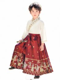 horse face skirt, children's spring and autumn style, boys' Hanfu, young master, Chinese style, Tang style, boys' new Chinese an H9Ds#