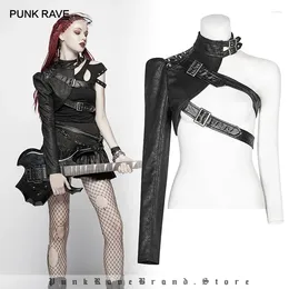 Women's Jackets PUNK RAVE Gothic Apocalyptic One-arm Long Sleeve Rivet Short Sexy Coat Jacket Soldier Black Cosplay Performance Clothing