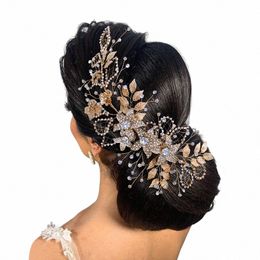 topqueen Alloy Fr Wedding Headpiece Wedding Hair Band Crystal Headpieces for Bride Headbands Bridal Tiara and Crown HP282 E9VO#