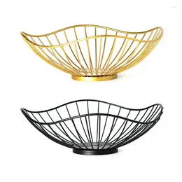 Plates Gold Fruit Bowl For Kitchen Counter Modern Metal Wire Vegetable Basket Bread And Space Saving Multifunction