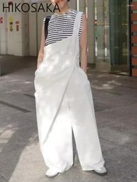 Women's Pants Japanese Chic Simple Casual Suspender Trousers Loose All-match Solid Single Shoulder Overalls 2024 Spring Romper Mujer