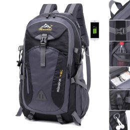 Bags Waterproof Hiking Sports Backpack for Men and Women, Outdoor Climbing Bag, Unisex Camping Bag, Trekking Travel Pack, USB, 40L