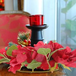 Decorative Flowers Desktop Artificial Peony Wreath Red Flower Ring For Wedding