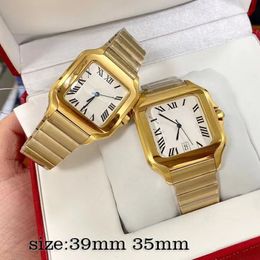 Mens Watch Card Size 39mm 35mm Square 904L Stainless Steel Strap Automatic Mechanical Movement Sapphire Water Resistant Ladies Wat278B