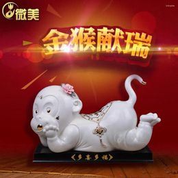 Window Stickers Dehua Ceramic Ornaments Monkey Zodiac Lovely Gift Creative Home Furnishing Living Room Decorative Crafts