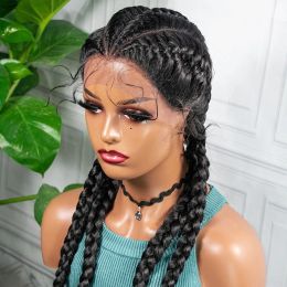 Synthetic Lace Wigs Braided Wigs with Baby Hair Long 26 Inches Box Braids Wig for Black Women Lace Front Afro Hair Wigs