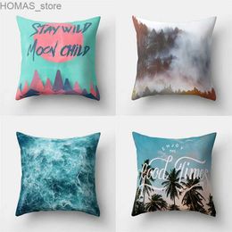 Pillow Green Natural Tropical Leaves case Forest Fog Complete Set Living Room Sofa Office Seat Car Cushion Cover Home Decoration Y240401