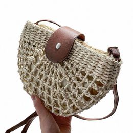 yogodlns Summer Straw Bag For Women Fi Semicircle Crossbody Bags Rattan Handmade Menger Handbag Travel Beach Bags Tote w8bj#