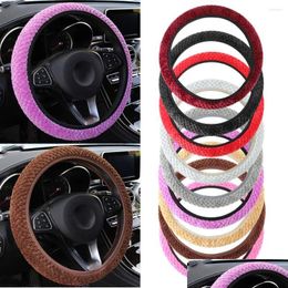 Steering Wheel Covers Ers Decoration Anti-Slip Winter Soft Warm P Pearl Veet Car Er Drop Delivery Automobiles Motorcycles Interior Acc Ot1Ky