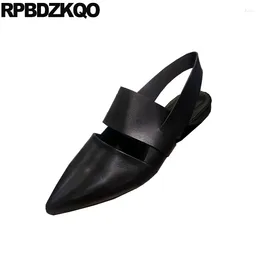 Casual Shoes Pointed Women 2024 Spring Comfortable Elegant Brown Strap Slingback Flat Slip On Black Ladies Closed Toe Designer