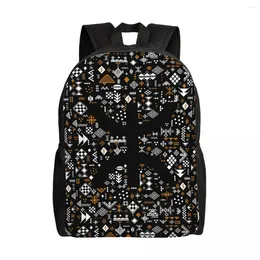 Backpack Kabyle Pottery Patterns For Men Women College School Students Bookbag Fits 15 Inch Laptop Geometry Geometric Bags